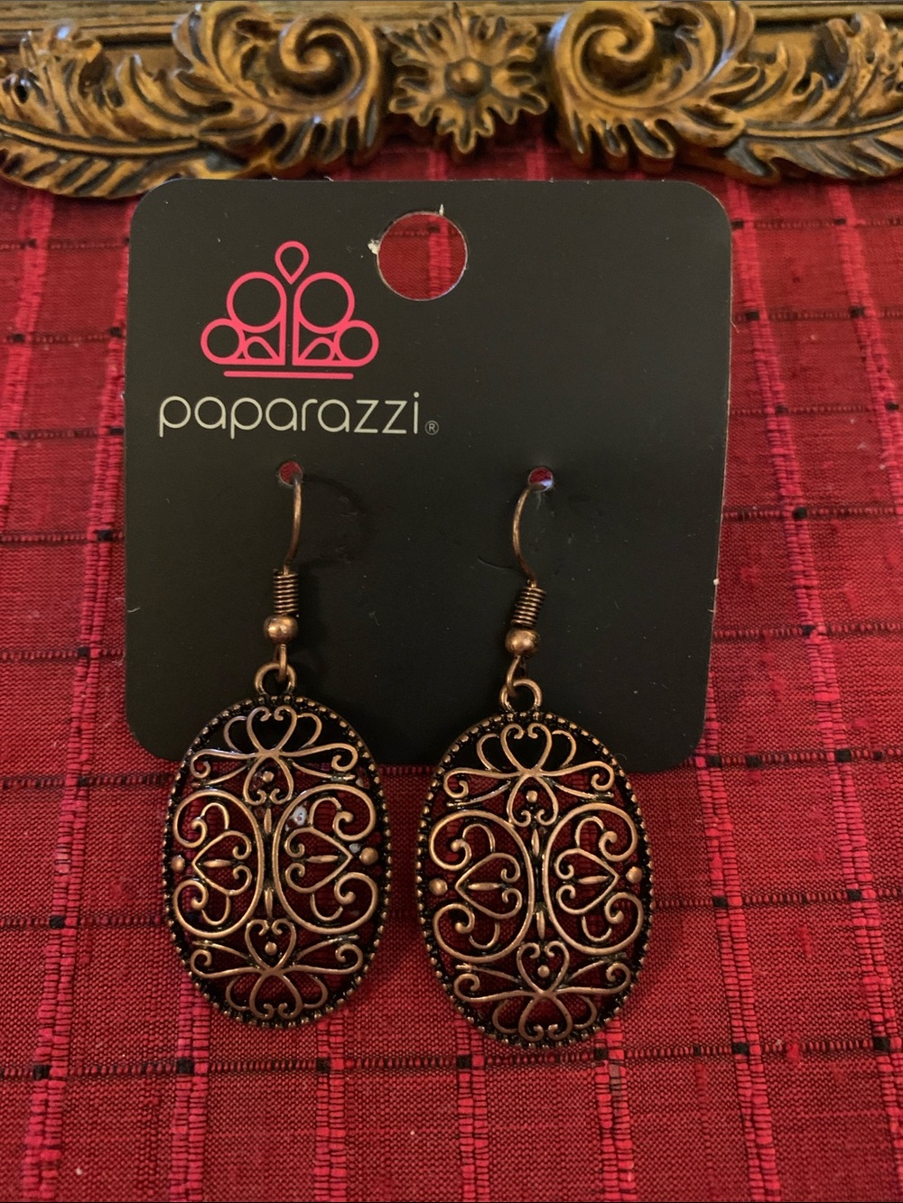paparazzi Antique Copper Filigree Oval Earrings